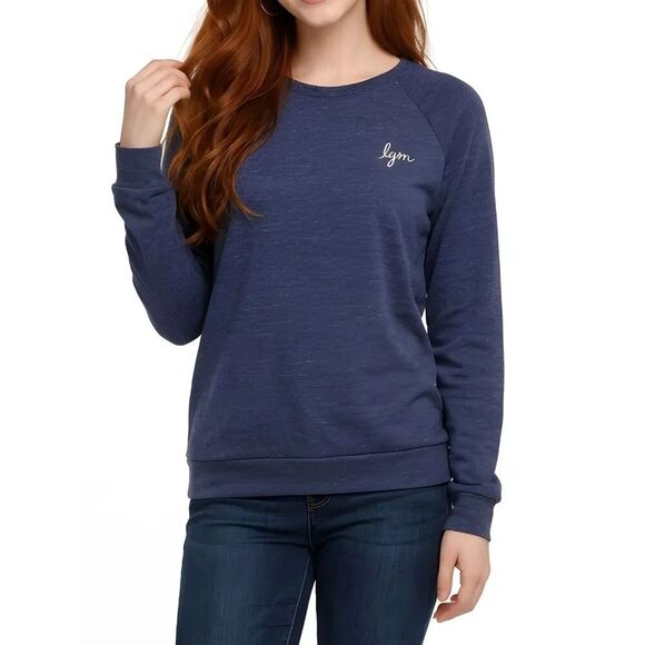 Love Your Melon Tops - Love Your Melon Heathered Speckled Blue Raglan Sleeve Sweatshirt Size L